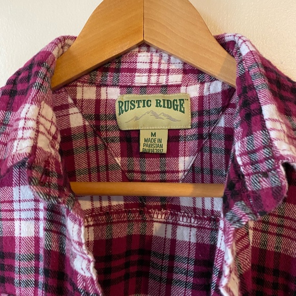 Rustic Ridge Flannel Magenta Button Up Medium - Picture 4 of 8